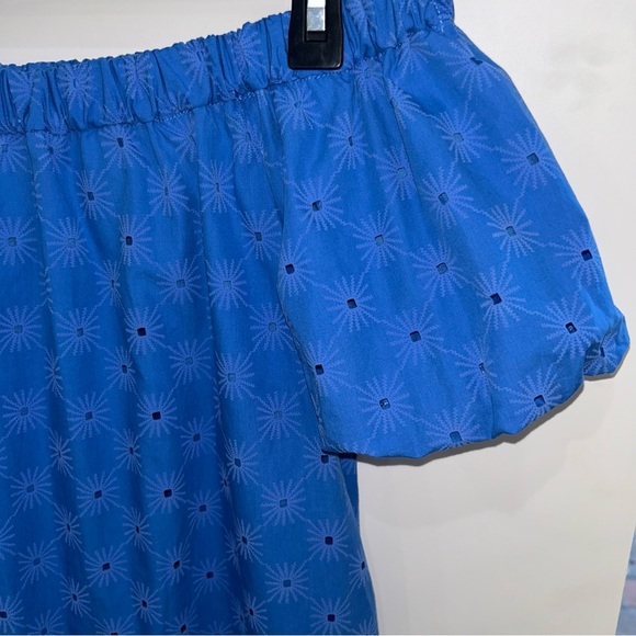 New Zara embroidered off-the-shoulder Eyelet short puff sleeve mini dress XS - Picture 6 of 11